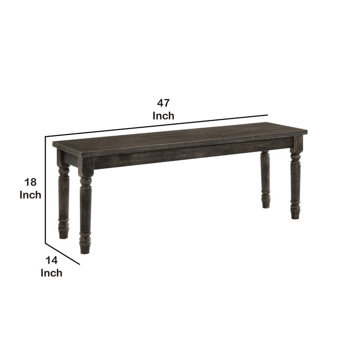 Transitional Style Rectangular Wooden Bench with Turned Legs, Bench