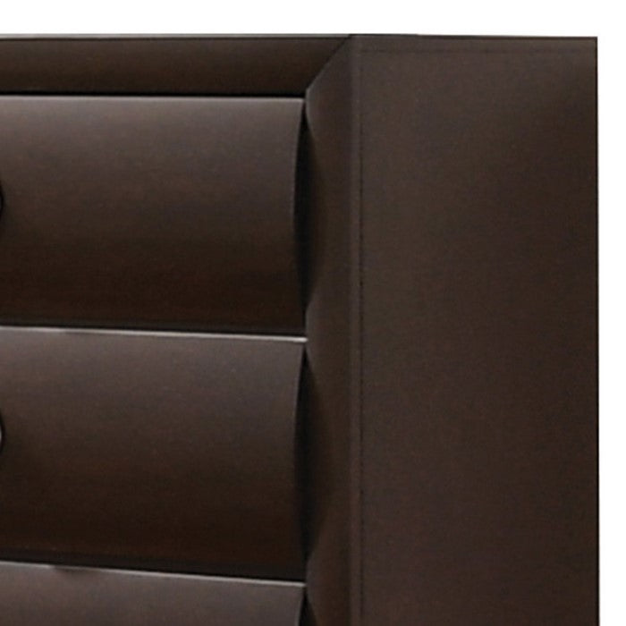 6 Drawer Wooden Dresser with Metal Ring Handles and Harpin Legs, Brown
