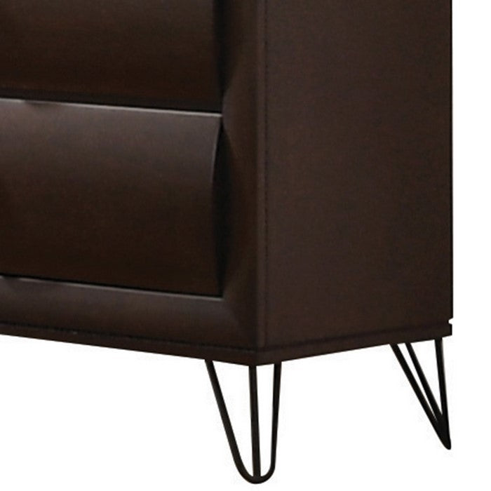 6 Drawer Wooden Dresser with Metal Ring Handles and Harpin Legs, Brown