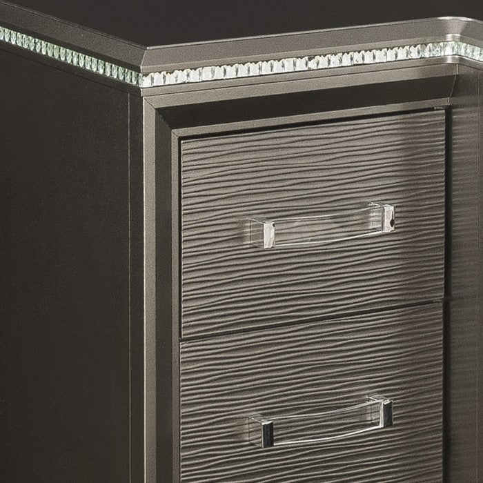 Contemporary 10 Drawer Wooden Dresser with Mirror Trim Details, Brown
