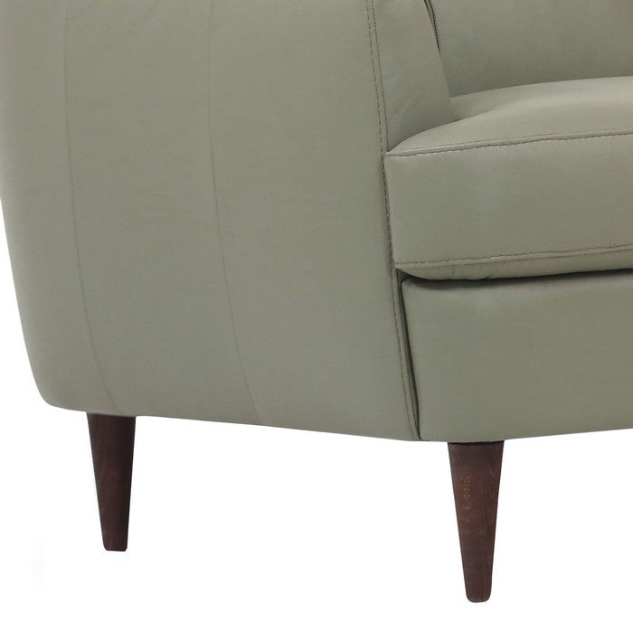 Leatherette Loveseat with Flared Armrests and Stitched Details, Sage Green