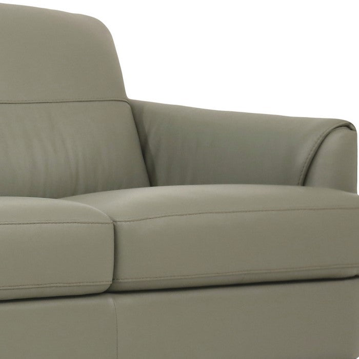 Leatherette Loveseat with Flared Armrests and Stitched Details, Sage Green