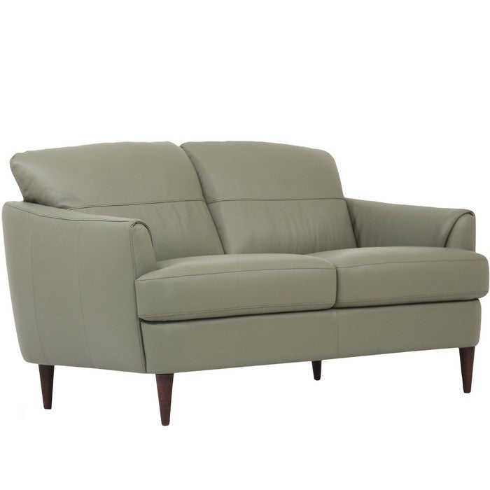 Leatherette Loveseat with Flared Armrests and Stitched Details, Sage Green