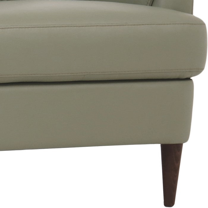 Leatherette Chair with Flared Armrests and Stitched Details, Sage Green