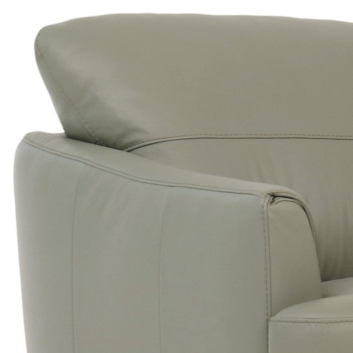 Leatherette Chair with Flared Armrests and Stitched Details, Sage Green