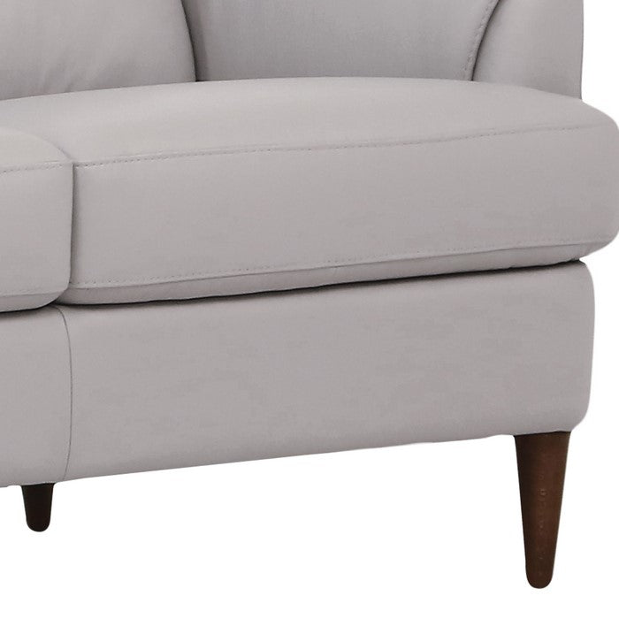 Leatherette Loveseat with Flared Armrests and Stitched Details, Gray