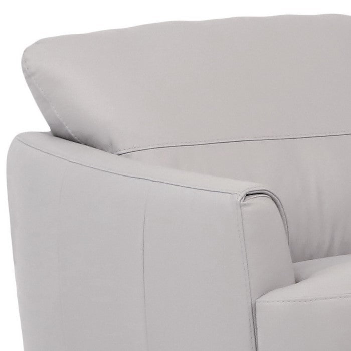 Leatherette Loveseat with Flared Armrests and Stitched Details, Gray