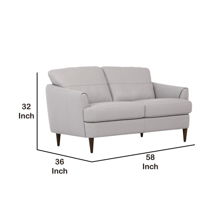 Leatherette Loveseat with Flared Armrests and Stitched Details, Gray