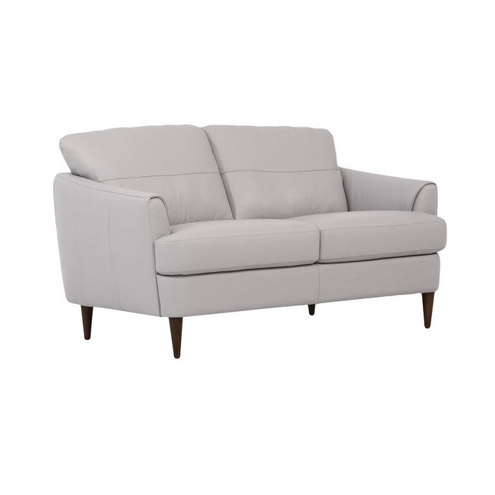 Leatherette Loveseat with Flared Armrests and Stitched Details, Gray