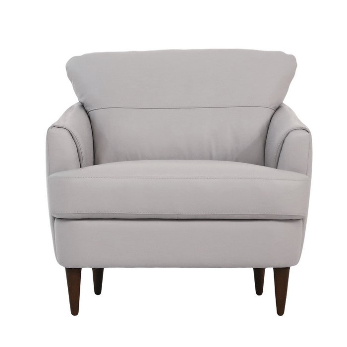 Leatherette Chair with Flared Armrests and Stitched Details, Gray