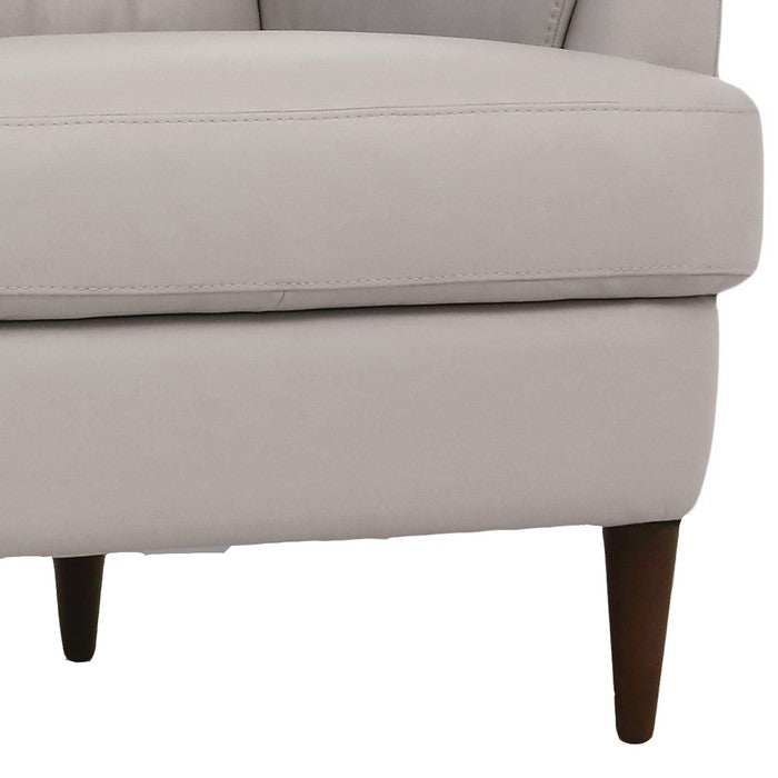 Leatherette Chair with Flared Armrests and Stitched Details, Gray