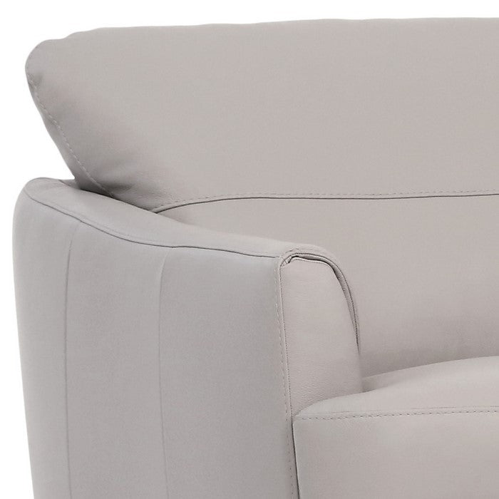 Leatherette Chair with Flared Armrests and Stitched Details, Gray