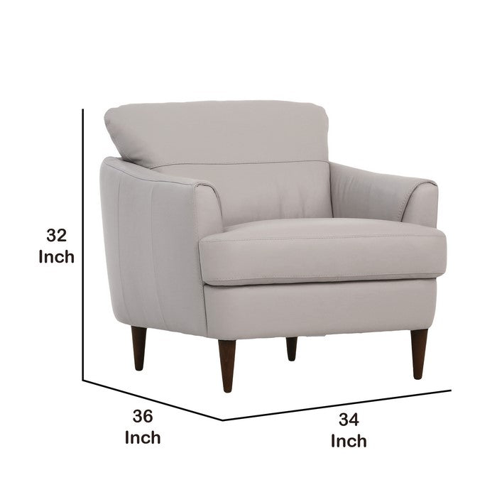 Leatherette Chair with Flared Armrests and Stitched Details, Gray