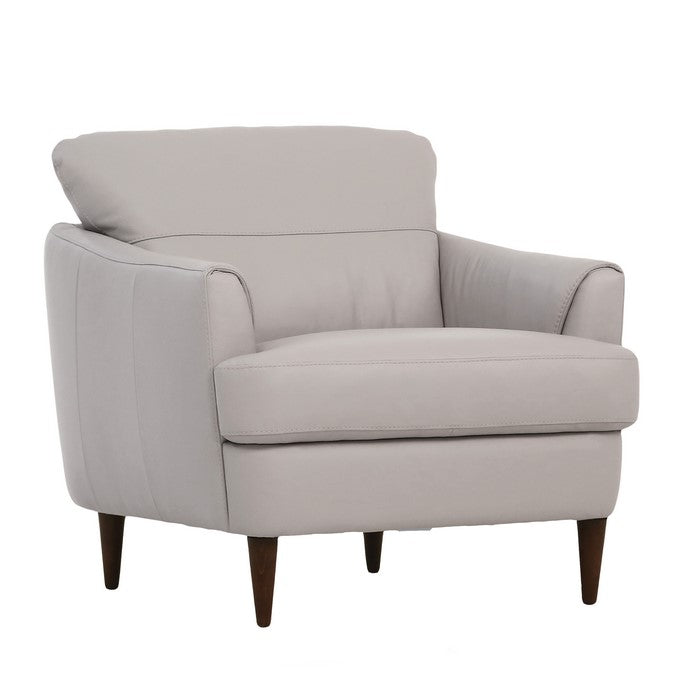 Leatherette Chair with Flared Armrests and Stitched Details, Gray