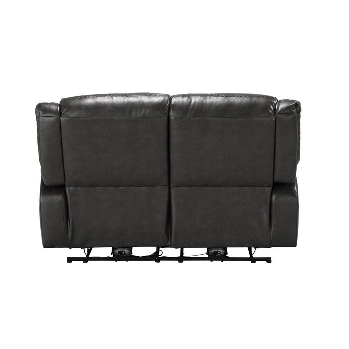 Power Motion Reclining Leatherette Loveseat with  Pillow Top Armrests Black