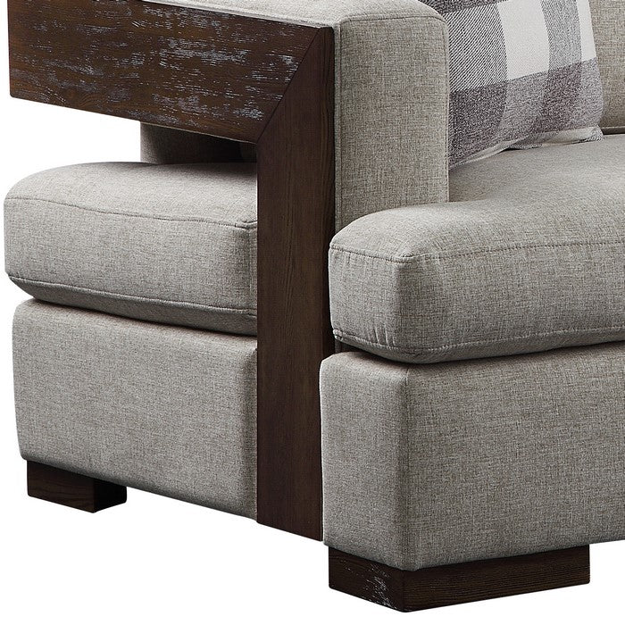 Fabric Upholstered Loveseat with Track Armrests and Block Legs, Gray