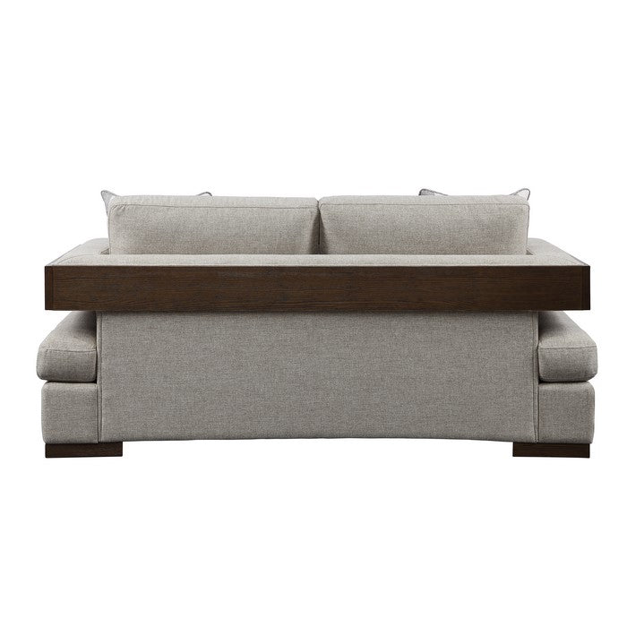Fabric Upholstered Loveseat with Track Armrests and Block Legs, Gray