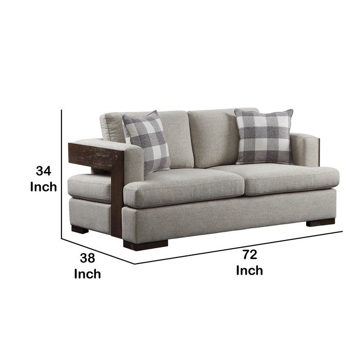 Fabric Upholstered Loveseat with Track Armrests and Block Legs, Gray
