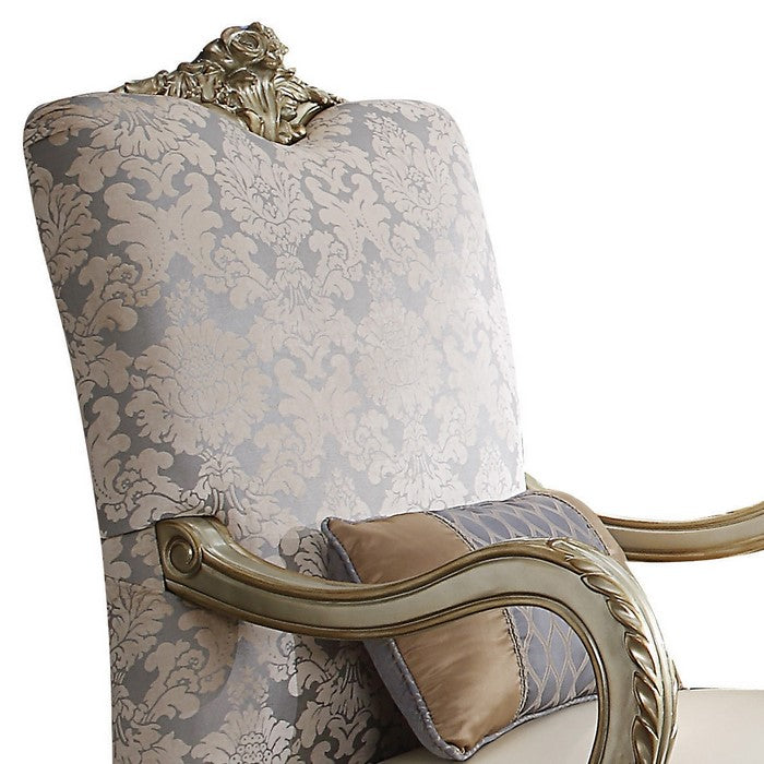 Nailhead Trim Accent Chair with Leatherette Seat and Lion Claw Feet, Beige