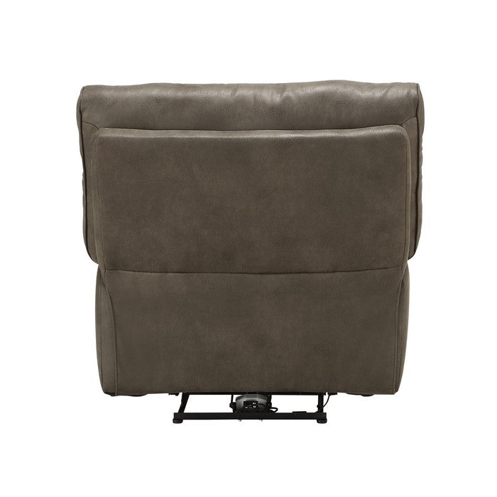 Leatherette Power Motion Recliner with Pillow To Armrests, Brown