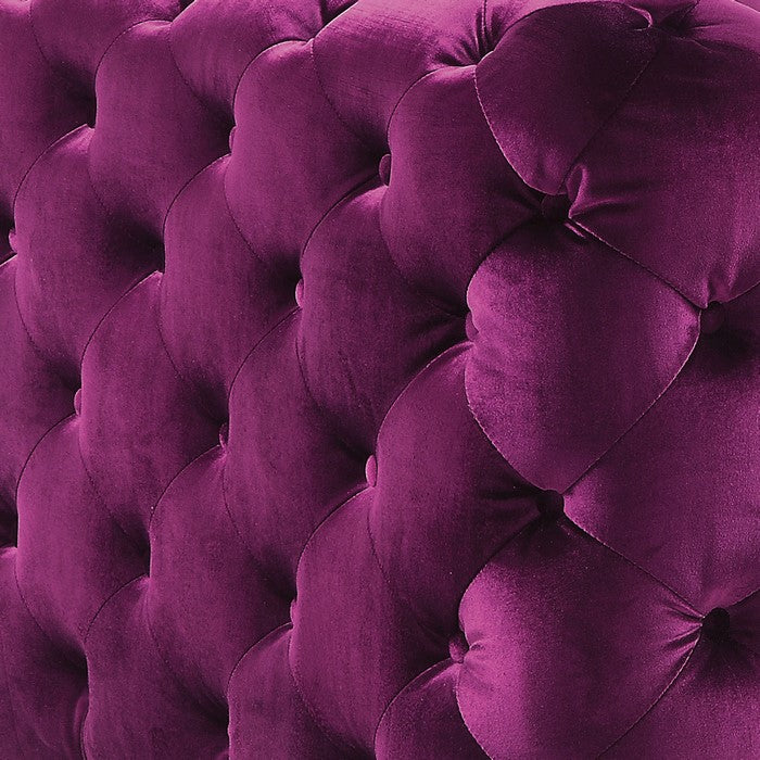 Fabric Loveseat with Chesterfield Design and Angled Metal Legs, Pink