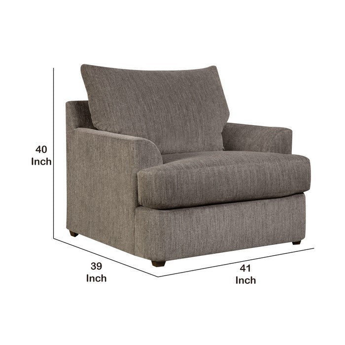 Transitional Fabric Upholstered Chair with Round Tapered Feet, Brown