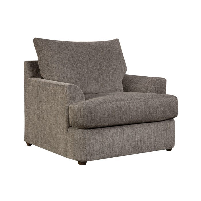Transitional Fabric Upholstered Chair with Round Tapered Feet, Brown