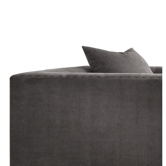 Fabric Upholstered Wooden Sofa Chair with Nail Head Trim, Gray