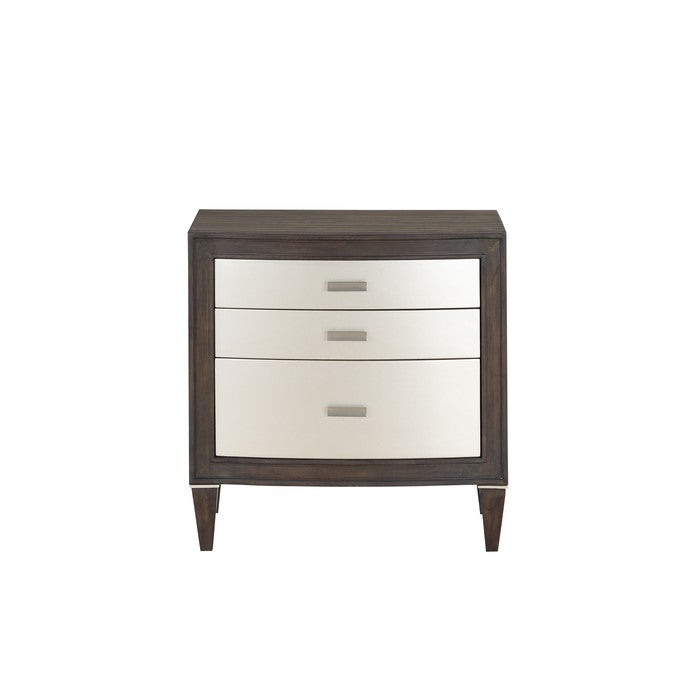 Wooden Nightstand with 3 Storage Drawers, Brown and White