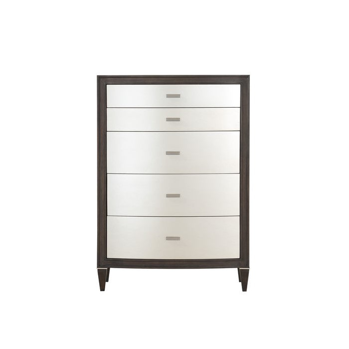 Wooden Chest with 5 Storage Drawers, Brown and White