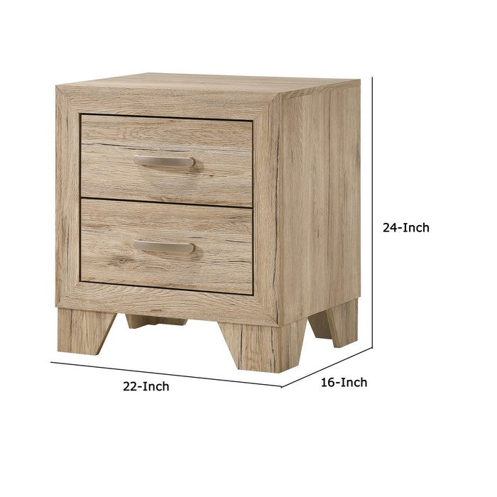 Wooden Nightstand with 2 Storage Drawers, Brown
