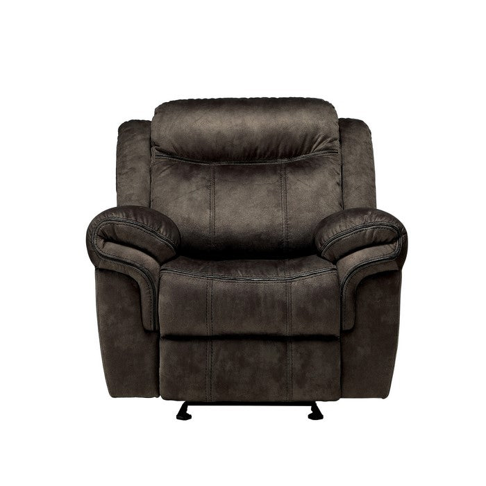 Fabric Upholstered Metal Reclining Club Chair with Center Console, Gray