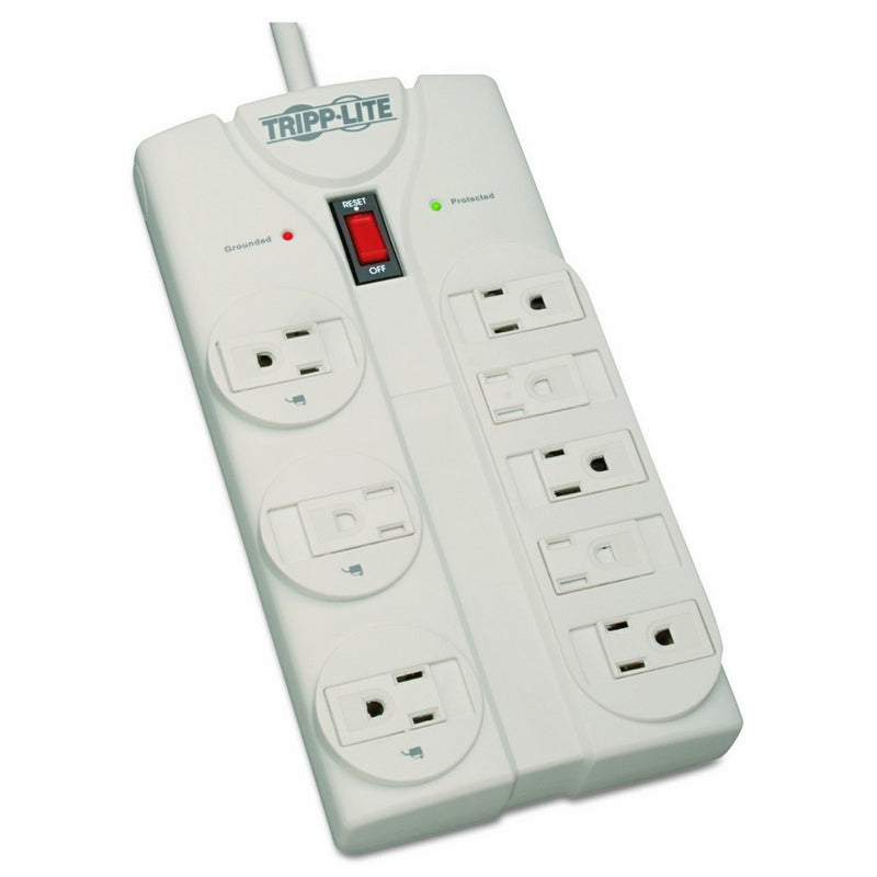 Tripp Lite 8 Outlet Surge Protector Power Strip, 8ft Cord Right Angle Plug, LIFETIME INSURANCE & $75K INSURANCE (TLP808)