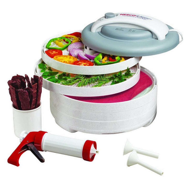 Nesco FD-61WHC Snackmaster Express Food Dehydrator All-In-One Kit with Jerky Gun - MADE IN USA
