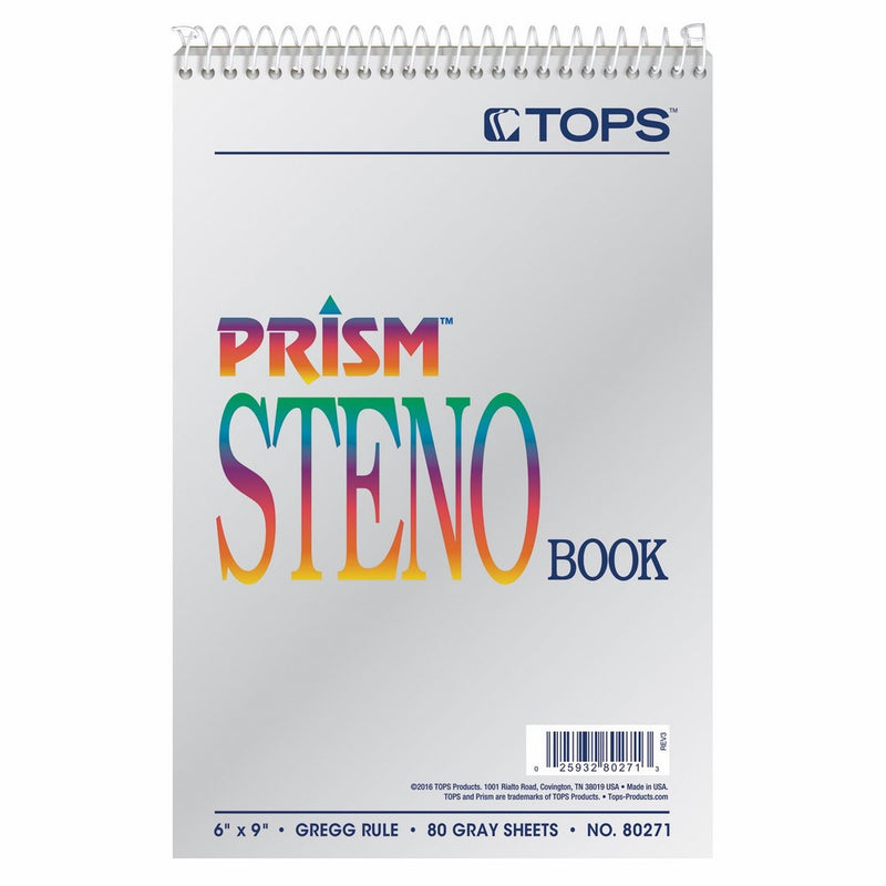 TOPS Prism Steno Books, 6" x 9", Gregg Rule, Gray Paper, 80 Sheets, 4 Pack (80274)