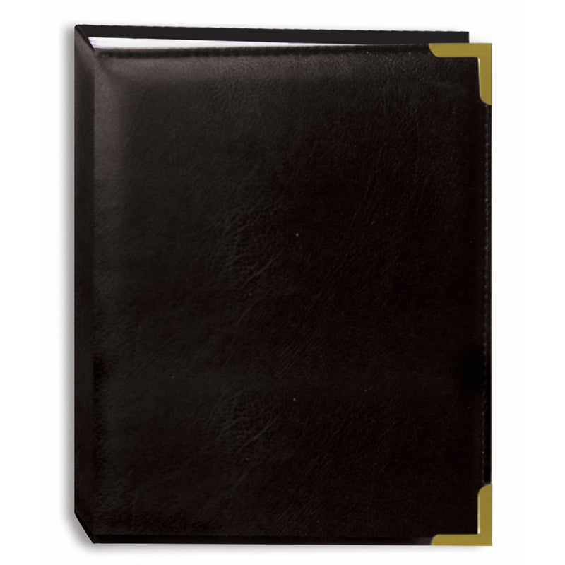 Pioneer Photo Albums 100-Pocket Black Sewn Leatherette Cover with Brass Corner Accents Photo Album, 4 by 6-Inch