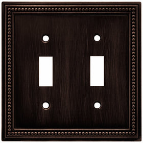 Brainerd 64409 Beaded Double Toggle Switch Wall Plate/Switch Plate/Cover, Venetian Bronze