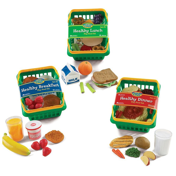 Learning Resources 3 realistic-looking baskets of nutritious mealtime food