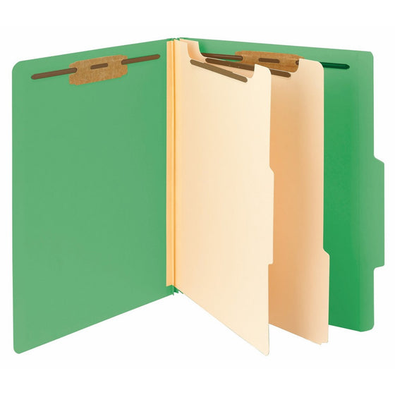 Smead Classification File Folder, 2 Dividers, 2" Expansion, Letter Size, Green, 10 per Box (14002)