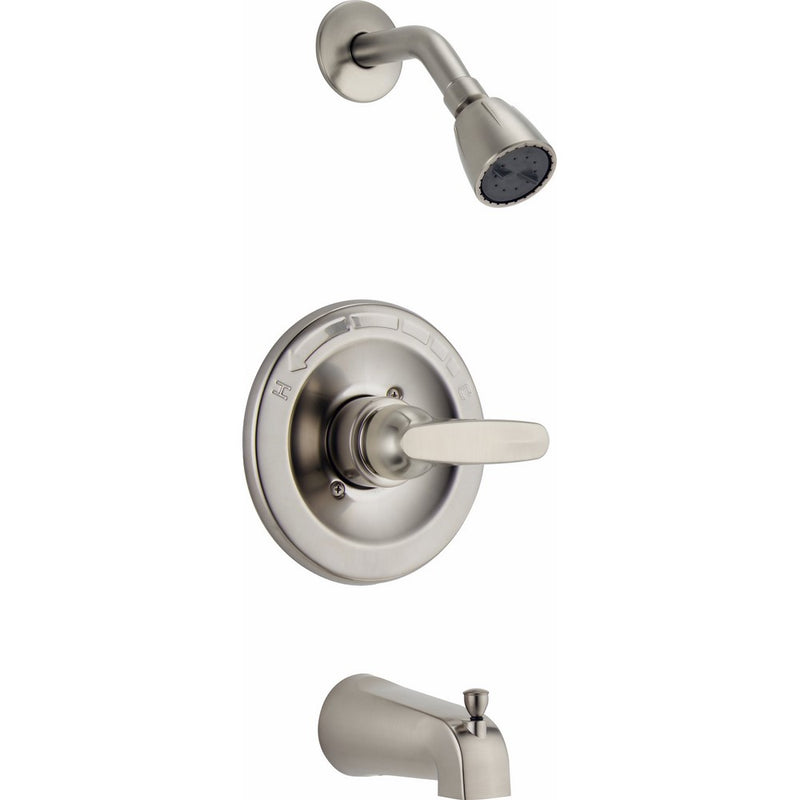 Delta BT13410-SS Foundations Single-Function Tub and Shower Trim Kit with Single-Spray Shower Head, Stainless (Valve Not Included)