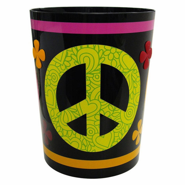 Allure Home Creations Peace Out Printed Plastic with PVC Pad Wastebasket