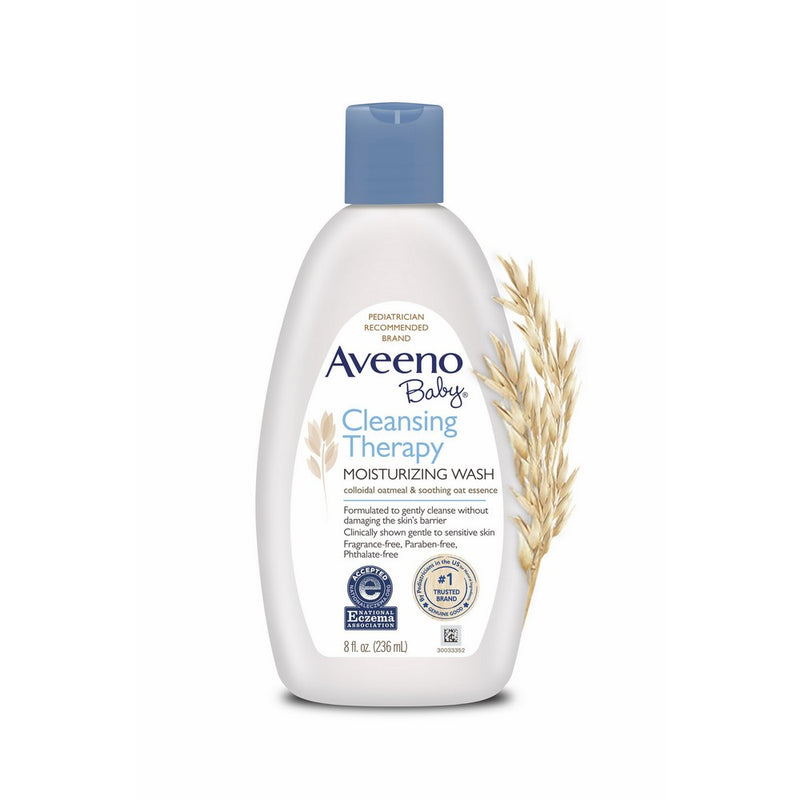 Aveeno Baby Cleansing Eczema Therapy Moisturizing Wash Scent Free, 8 Fluid Ounce