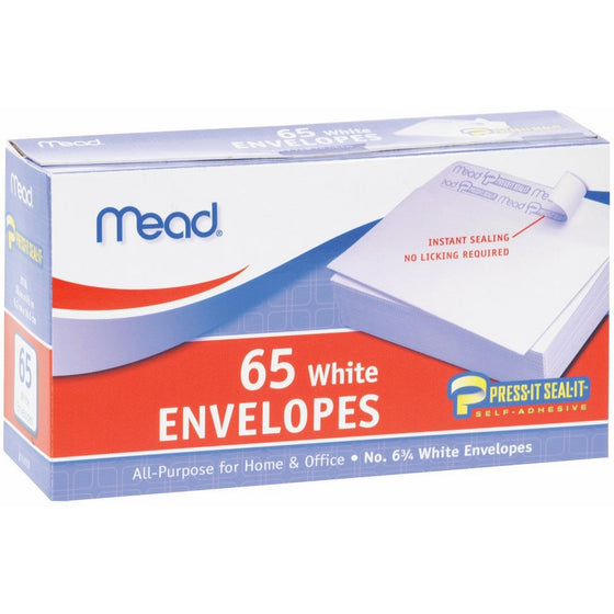 "Mead Boxed Peel & Stick Envelopes 3.625""X6.5"" 65/Pkg-Regular #6"