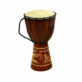 Deco 79 89847 Wood Leather Djembe Drum Home Décor Product, 16" H/9" W