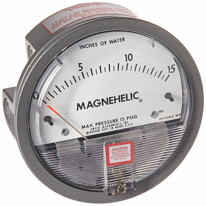 Dwyer 6846269 2015 Magnehelic Differential Pressure Gauge, Type, 0 to 15" WC
