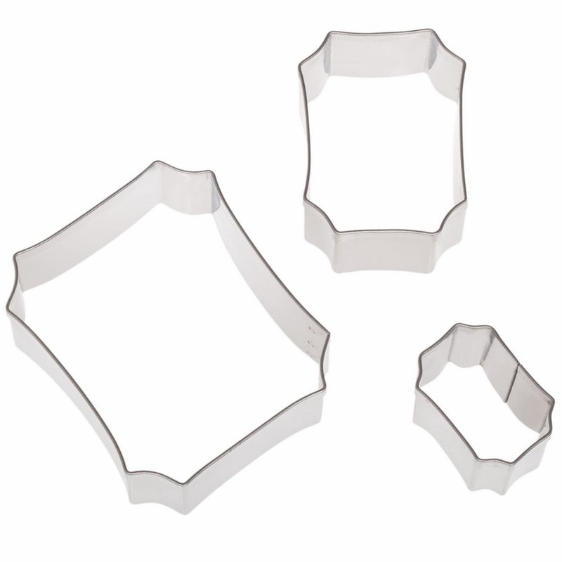 Ateco 5265 Plain Edge Plaque Shaped Cutter Set in Assorted Sizes, Stainless Steel, 3 Pc Set