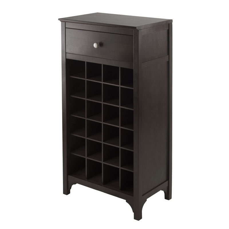 Winsome Ancona Modular 24 Bottle Wine Cabinet with Drawer 19.09W x 12.6D x 37.52H-Inches, Dark Espresso