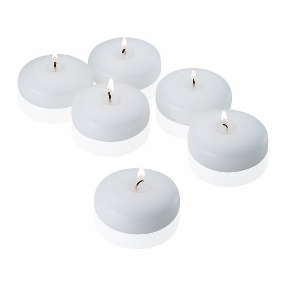 2 " White Floating Candles Box of 14 Burn 4 to 6 Hours