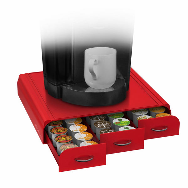 Mind Reader 36 Capacity K-Cup, Dolce Gusto, CBTL, Verismo, Single Serve Coffee Pod Holder Drawer, Red