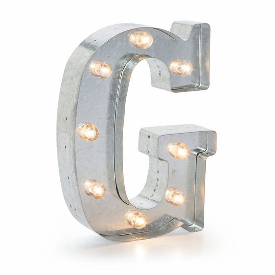 Darice Silver Metal Marquee Letter G – Industrial, Vintage Style Light Up Letter Includes an On/Off Switch, Perfect for Events or Home Décor (5915-708)